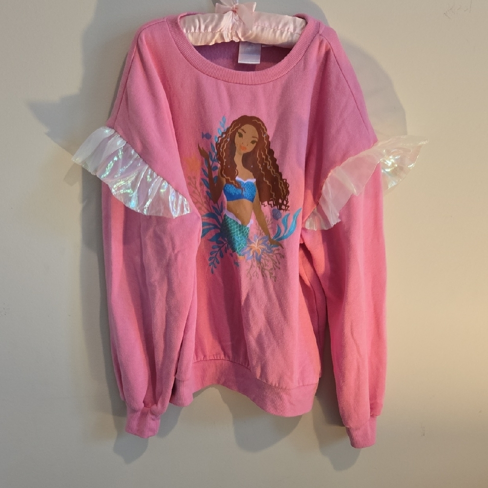 Pink Little Mermaid Graphic Sweatshirt for Girls 10/12